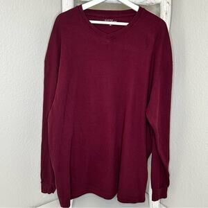 Galaxy by Harvic Burgundy V Neck Long Sleeve Thermal Shirt 4XL